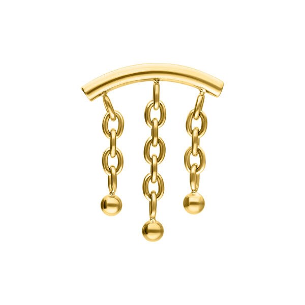 Adattatore Helix dorato Push Fit con 3 catene pendenti su sfondo bianco