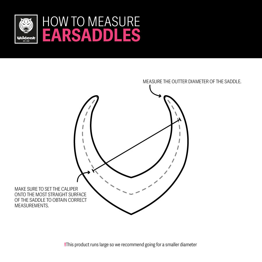 Diagramma per misurare il diametro esterno degli Earsaddles su sfondo bianco