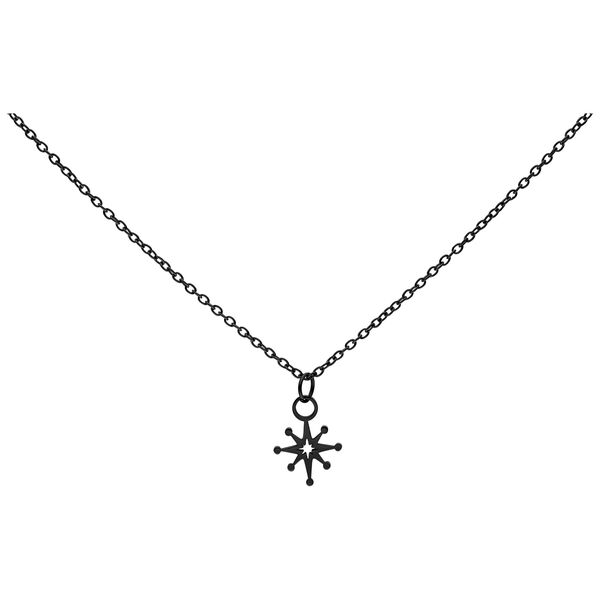 Collar Polar Star negro de acero quirúrgico 316L sobre fondo blanco