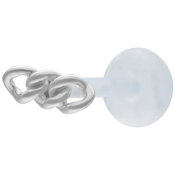 Labret plateado con diseño de cadena gruesa sobre fondo claro