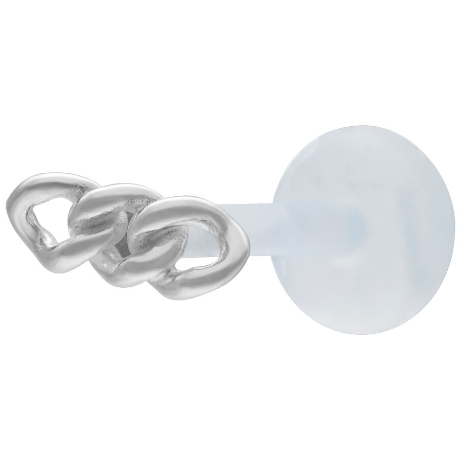 Silbernes Labret mit klobiger Kettenoptik auf hellem Hintergrund