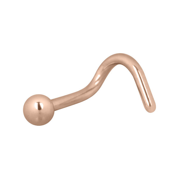 Piercing de nariz con bola en oro rosa sobre fondo blanco