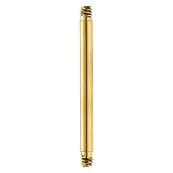 Suora kultainen lävistystanko 1,6 mm paksuudella ja 13 mm pituudella valkoisella taustalla