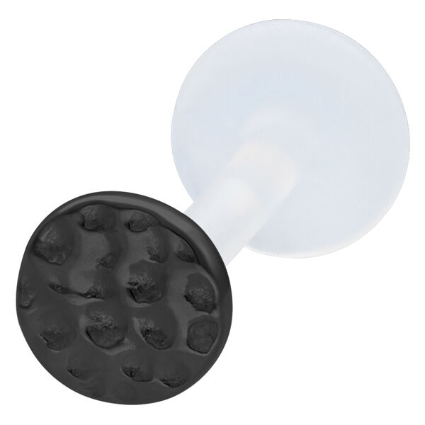 Labret negro Hammered Circle con Push Fit sobre fondo blanco