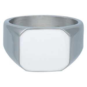 Silberner gravierbarer Basic Ring aus Stahl Silberner Basic Ring aus Chirurgenstahl 316L auf weißem Hintergrund