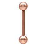 Roségoldenes Barbell mit Außengewinde auf weißem Hintergrund