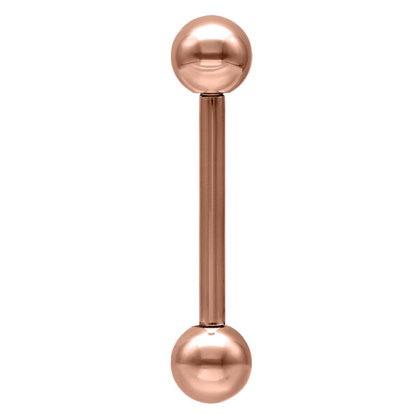 Piercing Barbell de Oro Rosa de acero quirúrgico sobre fondo blanco