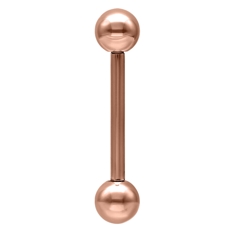 Roségoldenes Barbell mit Außengewinde auf weißem Hintergrund