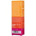 Bunte Verpackung des No Cosmetics Glowy Sunfluid LSF50, 50ml, stehend auf weißem Hintergrund