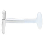 Labret de rombos plateado con Push Fit, 11 mm de largo, sobre fondo blanco