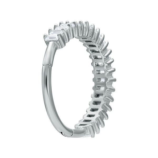 Euphoria Clicker in argento con cristallo chiaro su sfondo bianco