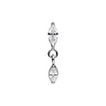 Ciondolo Push Fit in argento con cristallo ovale e chiaro su sfondo bianco
