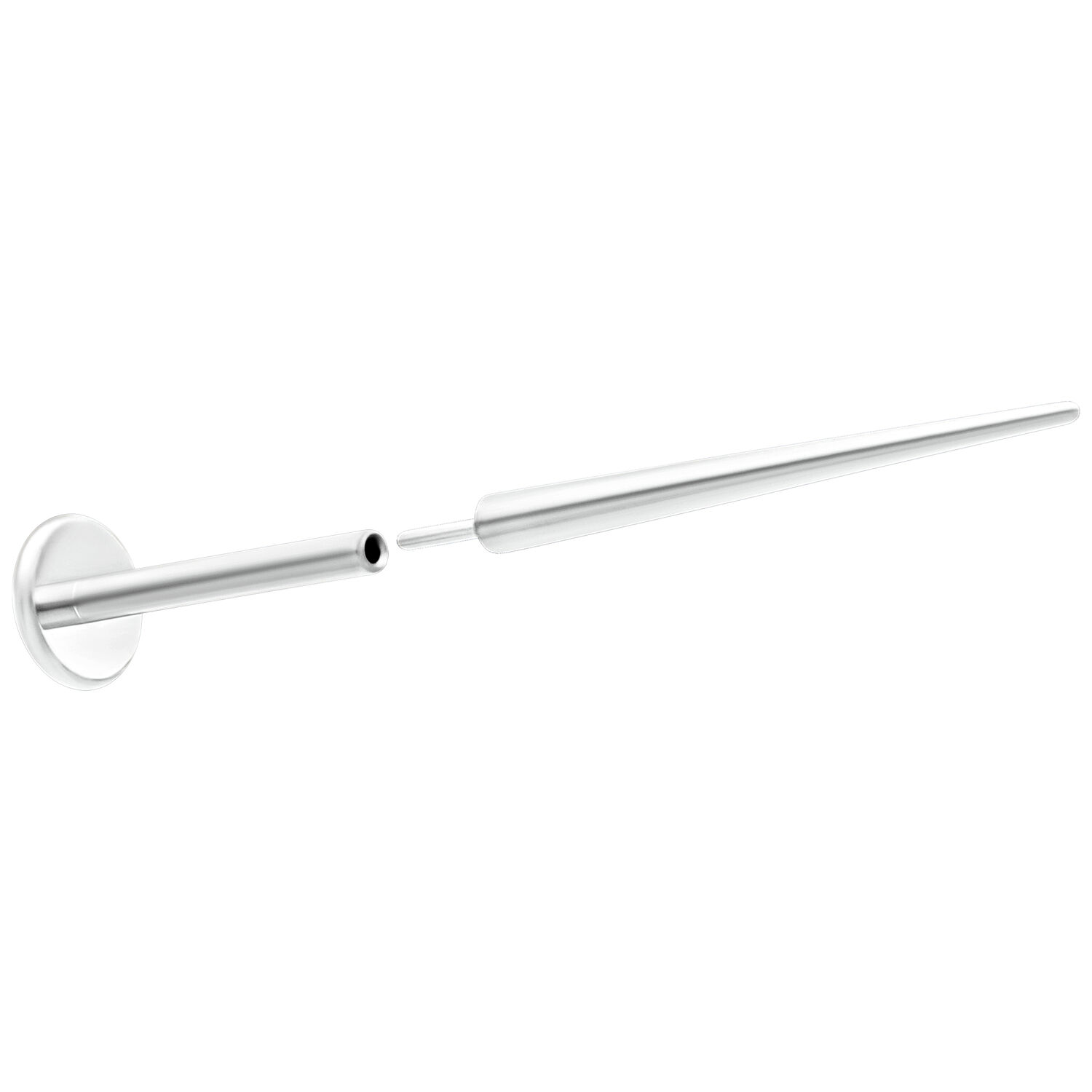Push-Fit Einführstift 1.2mm Titan Silber Silberner Push-Fit Einführstift aus Titan auf weißem Hintergrund