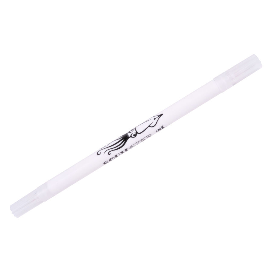 Gomma bianca per tatuaggi con logo Squidster su sfondo bianco