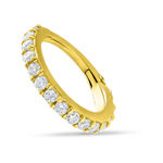 Anello piercing in oro 14K con cristalli chiari su sfondo bianco