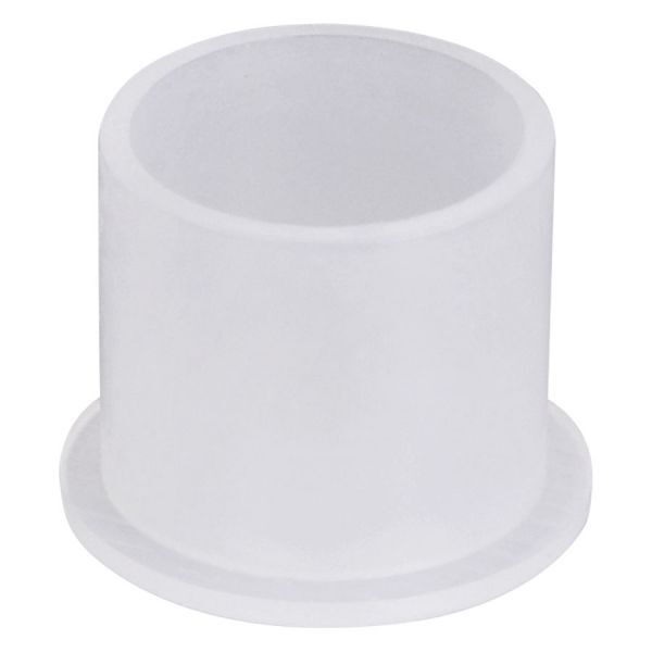 Cappuccio di colore bianco sintetico a forma cilindrica su sfondo bianco