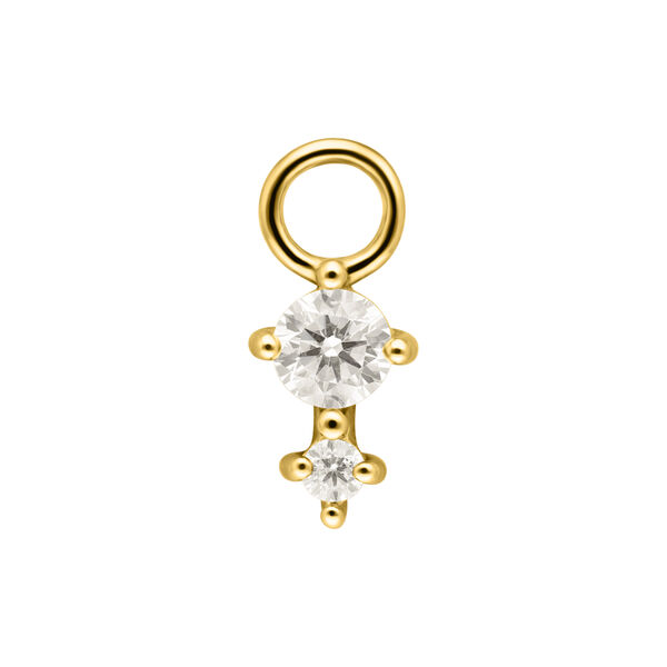 Double Round Crystal Pendant - Golden Metal