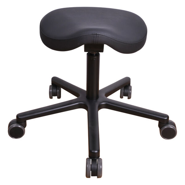 Silla de trabajo T4 Gentleman negra de cuero sintético sobre fondo blanco