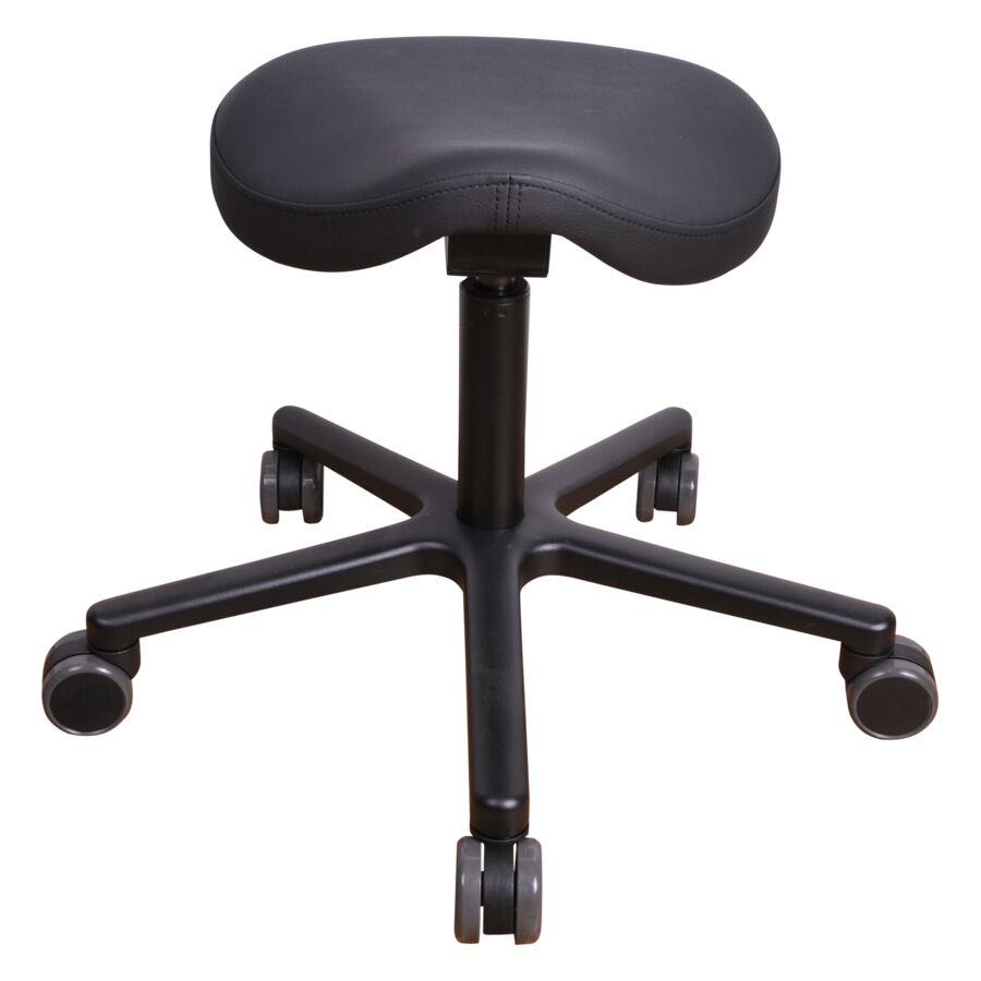 Sedia da lavoro T4 Gentleman nera in pelle sintetica su sfondo bianco