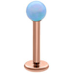 Labret de ópalo azul claro con barra de titanio en oro rosa, 5,0 mm de longitud