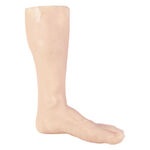 Gamba in silicone beige per tatuaggi su sfondo bianco