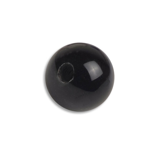 Bola clip-in de acrílico negro, 5 mm Bola de acrílico negro con rosca interior sobre fondo blanco