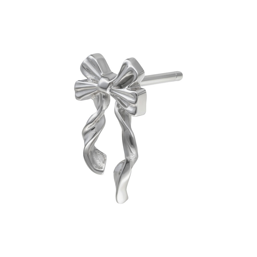 Accessorio a fiocco in argento di titanio con meccanismo Push Fit su sfondo bianco