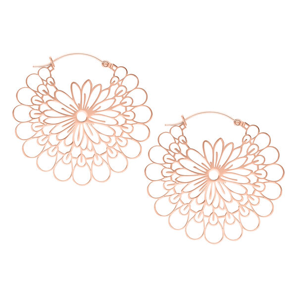 Aros Daisy en Oro Rosa de acero quirúrgico sobre fondo blanco