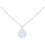 Collana argento con ciondolo Smiley su sfondo bianco