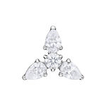 Inserto Trinity argento con tre cristalli chiari su sfondo bianco