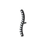 Accessorio in metallo nero con cristalli chiari su sfondo bianco