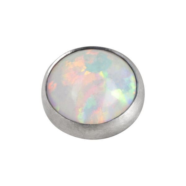 Ancla Dermal de ópalo sintético blanco con rosca de 1,2 mm sobre fondo blanco