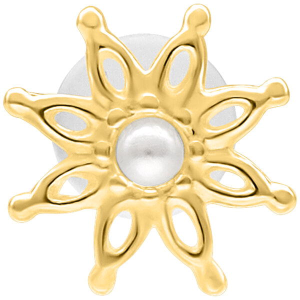 Bloom Push Fit Labret dorado con placa de 5 mm sobre fondo blanco