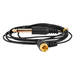 Clipcord RCA nero con connettori dorati su sfondo bianco