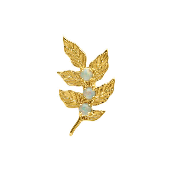 Push Fit Synthetic Opal Leaf Branch Attachment - Golden Metal