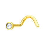 Piercing al naso dorato con cristallo chiaro su sfondo bianco
