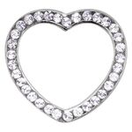 Tunnel a forma di cuore in acciaio chirurgico argento con cristalli chiari, sfondo studio