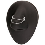 Catena piercing argento con sfere su supporto nero