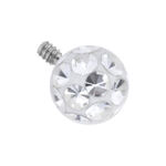 Punta per piercing bianca con pietre cristalline, sfera da 3,0 mm, filettatura da 0,8 mm