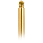 Labret dorado de titanio con rosca externa sobre fondo blanco