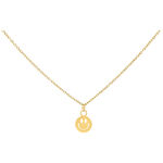 Collana dorata con ciondolo Smiley su sfondo bianco