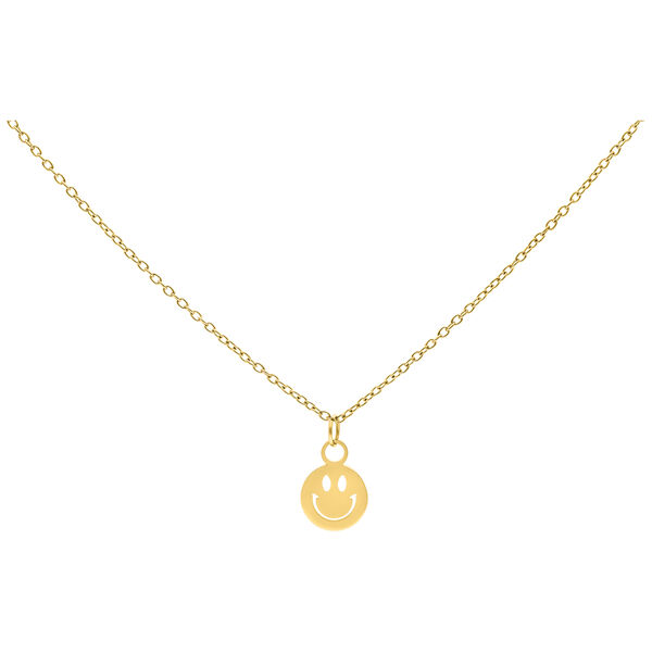 Goldene Kette mit Smiley-Anhänger auf weißem Hintergrund