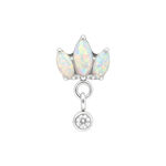 Top a forma di loto in opale con piccolo pendente di diamante, color argento