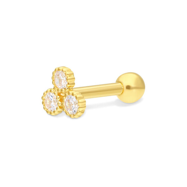 18k Earbarbell Three Crystals<!--5f4f908479c8c-->