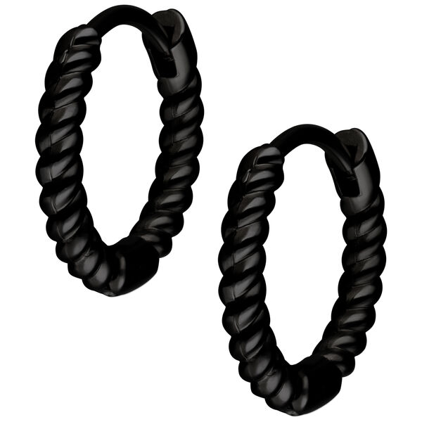 Twisted Little Hoops Pairs 10 mm - Black Metal