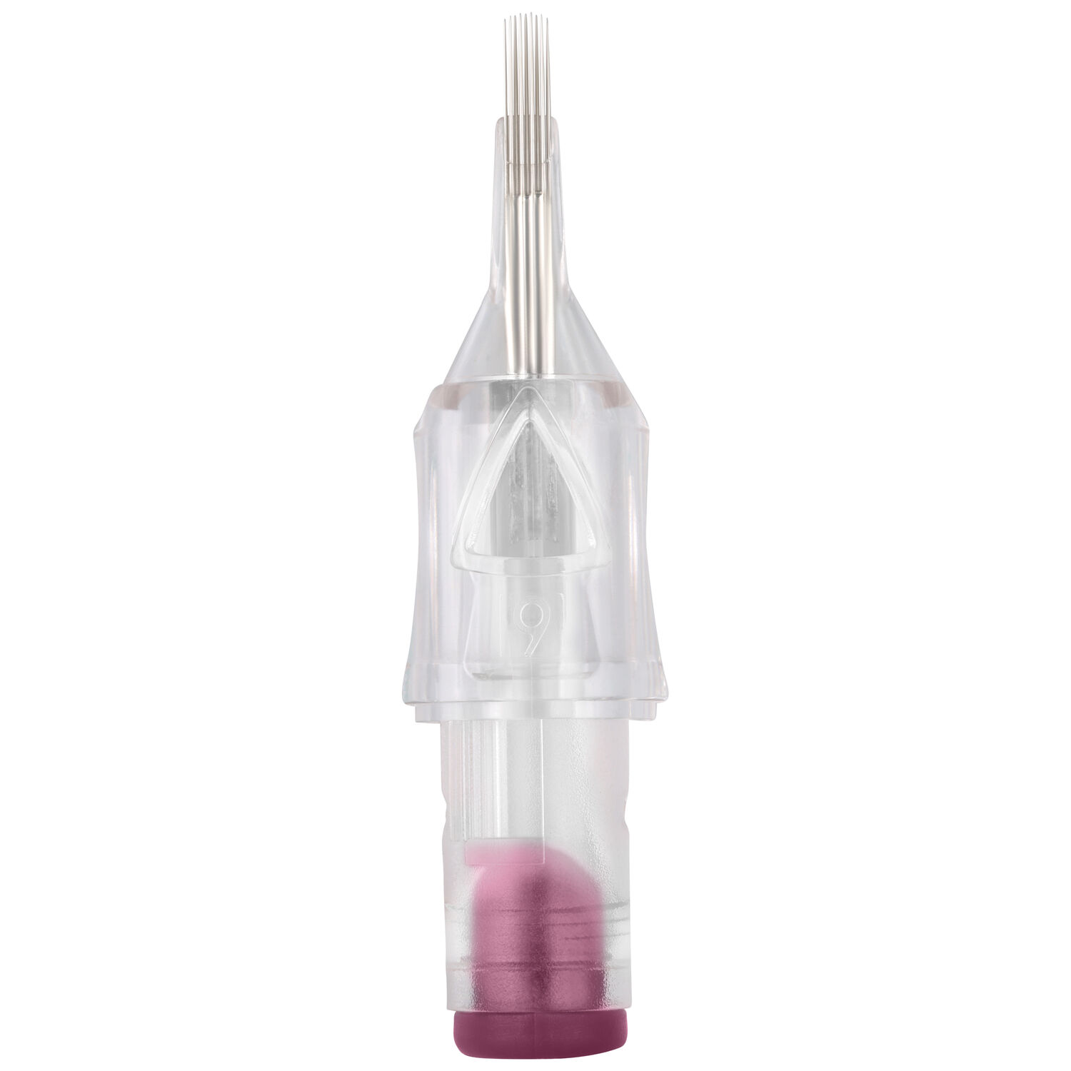 Magnum Curved Medium Taper Tattoonadeln 10er Box Transparente Tattoonadelkassette mit 7 Nadeln, violette Basis