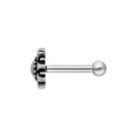 Barbell per Orecchio Sunflower Argento con motivo floreale su sfondo bianco