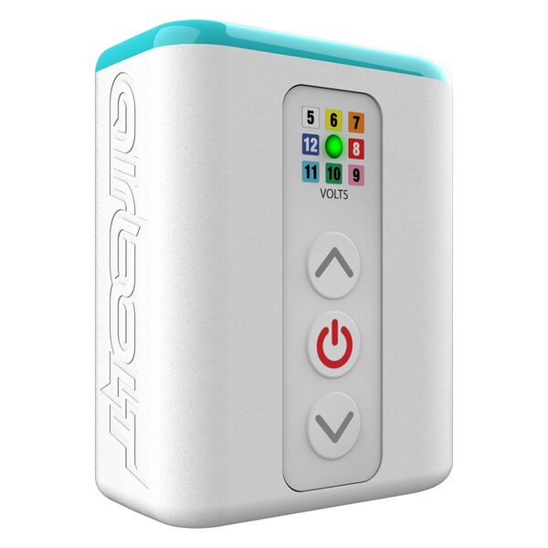 Batería portátil Airbolt Mini blanca con carcasa de aluminio y pantalla LED