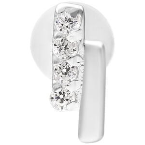 Silbernes Crystal Double Bar Labret 5,0 mm Silbernes Labret mit doppeltem Kristallbalken auf weißem Hintergrund