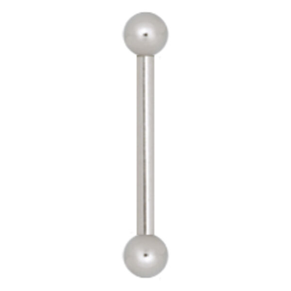 Piercing Barbell de Plata 1,0 mm Grosor Piercing Barbell de plata de acero quirúrgico con dos bolas sobre fondo blanco